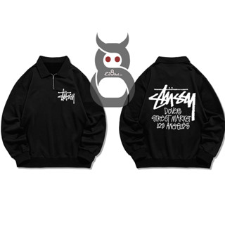 STUSSY เสื้อแจ็กเก็ต แต่งซิปครึ่ง สไตล์ลอสแองเจิ้ล