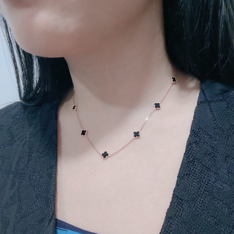 สร้อยคอไทเทเนียมโคลเวอร์เกาหลีสําหรับผู้หญิงผู้ใหญ่ KT142-143LL