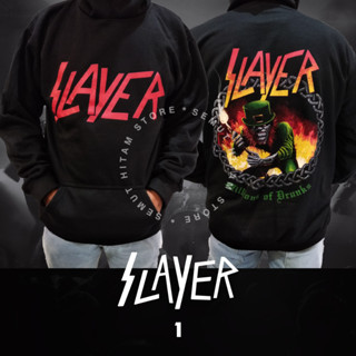 เสื้อกันหนาว เสื้อฮู้ดดี้ SLAYER MILLIONS OF DRUNKS แบบสวมหัว วงดนตรีโลหะ Prapatan Rebel Heaven Hell