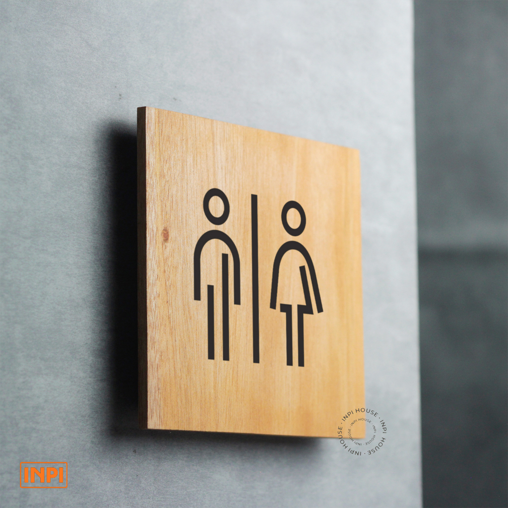 Kayu Inpi - สติ๊กเกอร์ป้ายมะฮอกกานี โลโก้สี่เหลี่ยม ห้องน้ํา/ห้องน้ํา