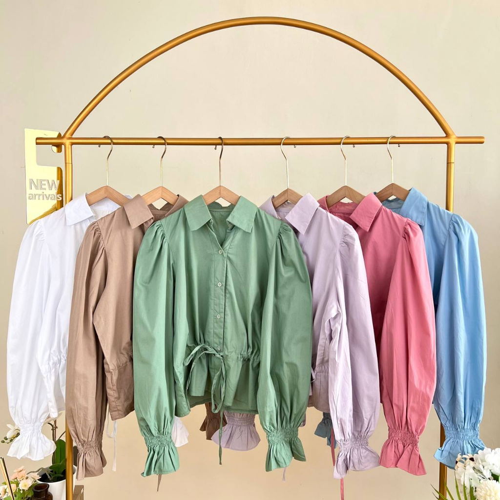 WHOLESALE POPLIN DRAWSTRING BLOUSE / @72k x 6 ชิ้น