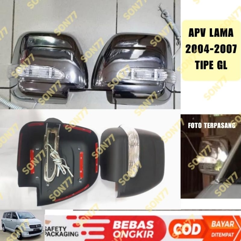 Hitam เก่า Suzuki APV ฝาครอบกระจกมองหลัง 2004 2006 2007 ประเภท GL Chrome Light เปลี่ยนรุ่น Black Chr