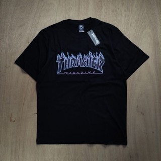 เสื้อยืด พิมพ์ลาย Thrasher BLUE สีเขียว คุณภาพดี