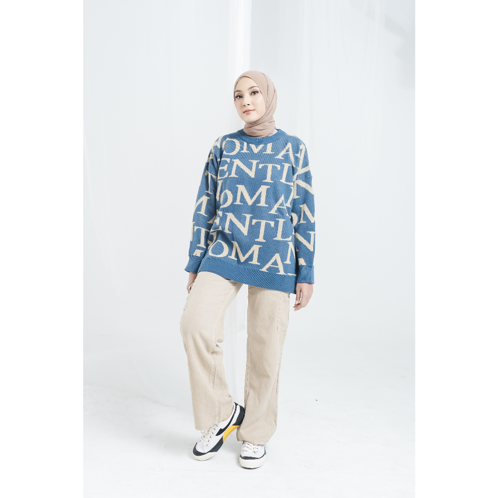 KANI Gentle Women เสื้อสเวตเตอร์สีน้ําเงิน Yale | เสื้อไหมพรมถัก พรีเมี่ยม