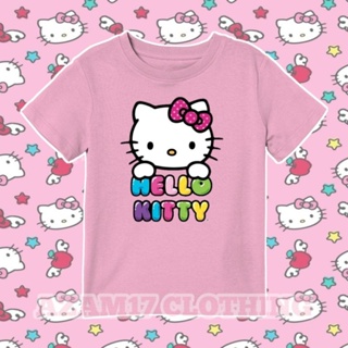 เสื้อยืด พิมพ์ลาย Hello Kitty น่ารัก สําหรับเด็กผู้ชาย และเด็กผู้หญิง