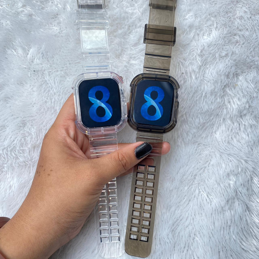 สายโปร่งใสสําหรับนาฬิกา T500 T55 T500plus iwatch HW22 42 มม. 44 มม. สายนาฬิกา Glacier smartwatch