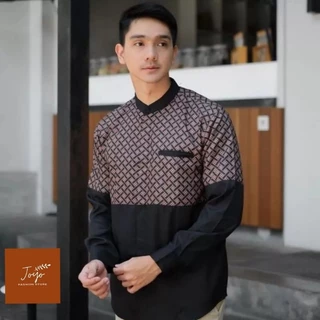 เสื้อเชิ้ต Koko Kurta แขนยาวสําหรับผู้ชายมุสลิม Kobata Motif