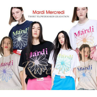 เสื้อยืด พิมพ์ลาย MARDI FLOWER MERCREDI FLOWER GRADIENT GRADATION COUPLE แฟชั่นสไตล์เกาหลี สําหรับผู้หญิง