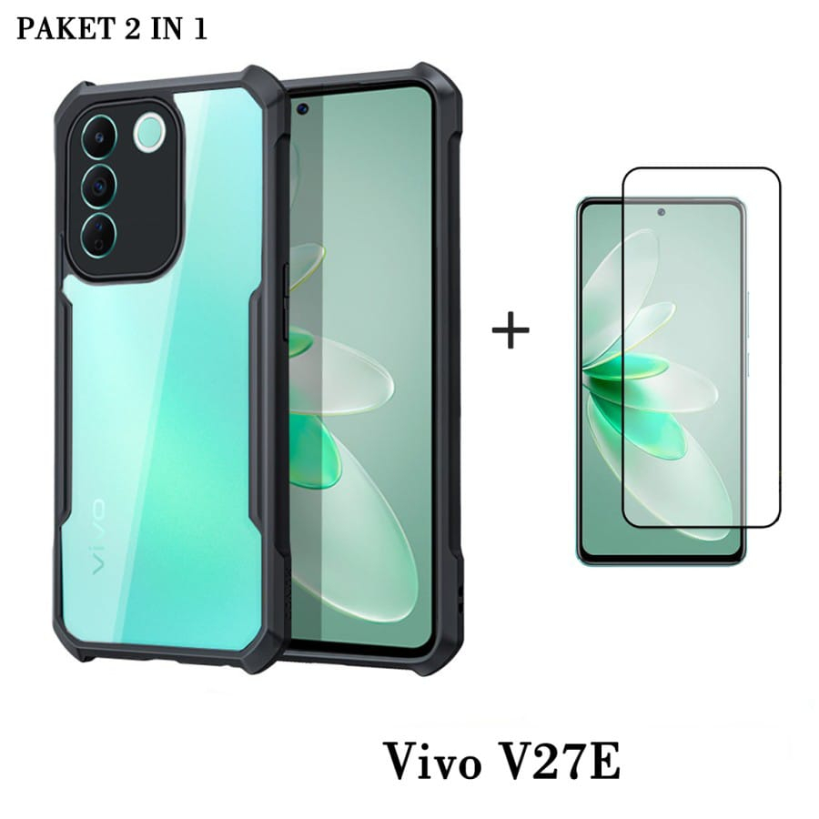 LAYAR 2in1 เคสใสสําหรับ Vivo Y03 / Y03T / Y18 / V27E 2023 หน้าจอกระจกนิรภัยฟรีล่าสุด