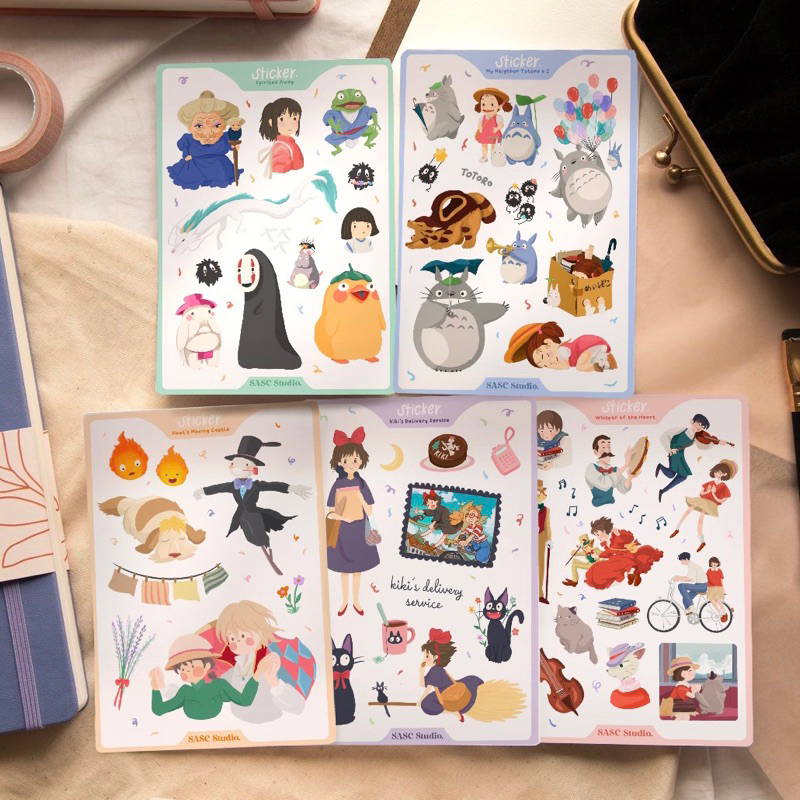 สติ๊กเกอร์สตูดิโอ Ghibli | My Neighbor Totoro, ponyo, howl, kiki และ Spirited Away | สติ๊กเกอร์กันน้ําสุนทรียศาสตร์ HP สมุดภาพ