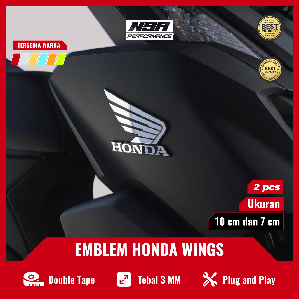 Nsa EMBLEM HONDA WINGS 2PCS สติ๊กเกอร์นูน HONDA EMBLEM MOTORCYCLE EMBLEM โลโก้นูน HONDA WINGS