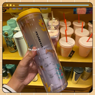 Starbucks แก้วน้ําอะคริลิค ไซซ์สูง ลายยีราฟ แฟชั่นฤดูร้อน 2023