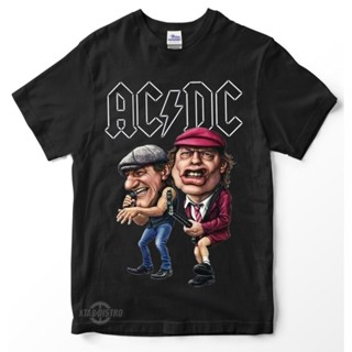 เสื้อยืด พิมพ์ลาย acdc Angus young &amp; brian johnson Caricature Premium สําหรับผู้ชาย