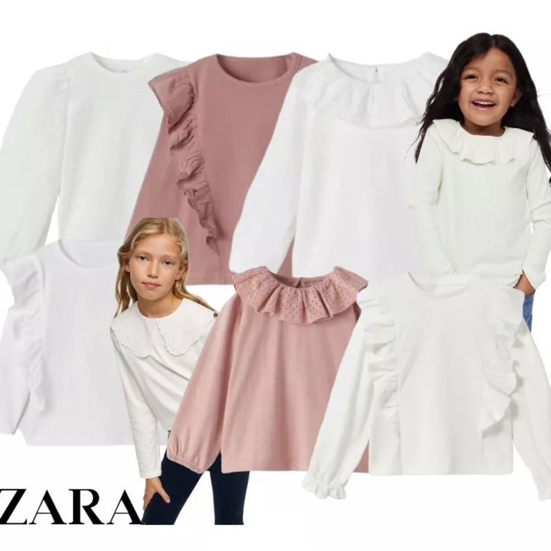 เสื้อยืดแขนยาวเด็กผู้หญิง Zara เสื้อท็อป