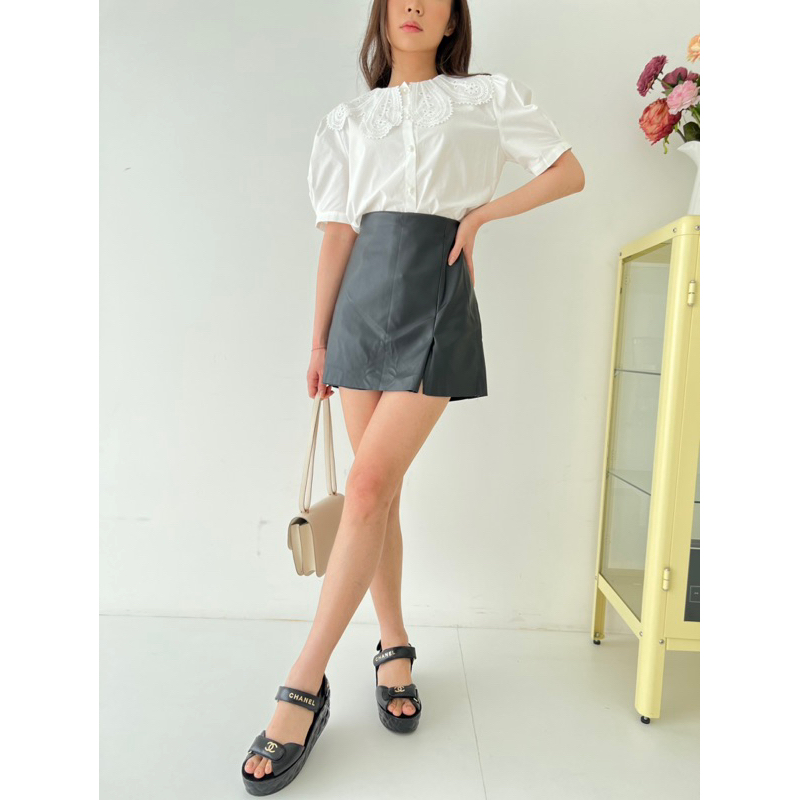 IRENE LEATHER SKORT*