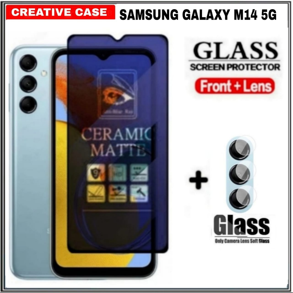 PACKAGE 2 INC 1 TEMPERED GLASS SAMSUNG GALAXY M14 5G MATTE ANTI BLUE