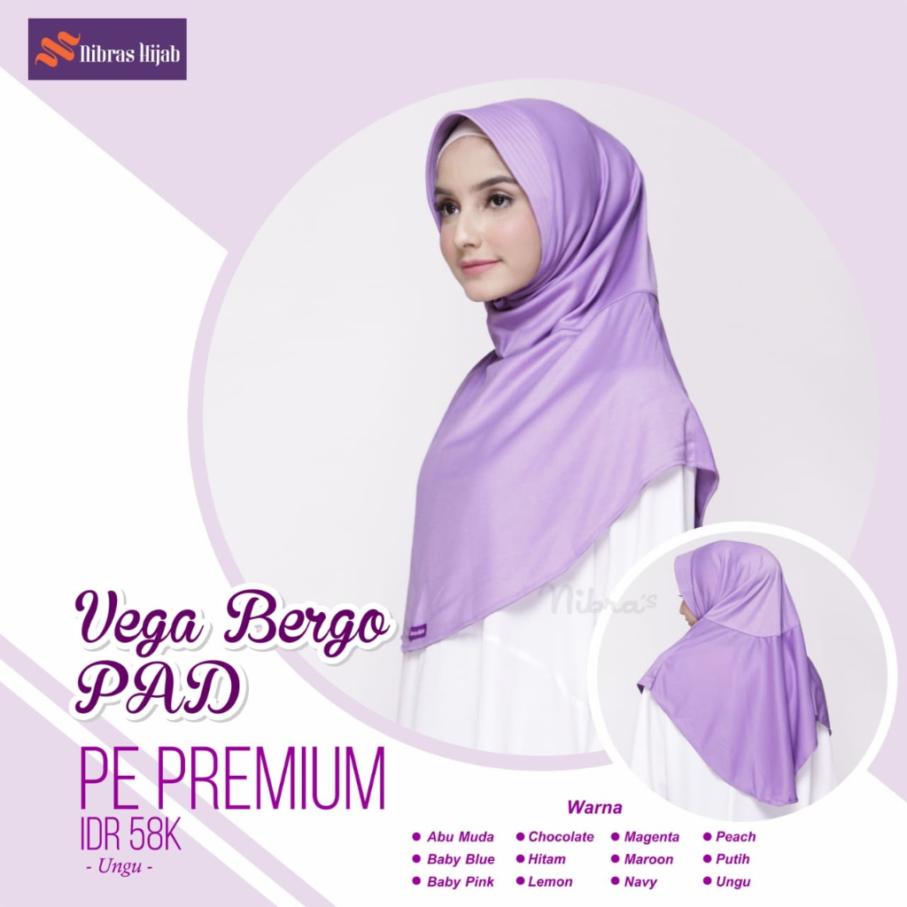 NIBRAS HIJAB NBRS VEGA BERGO PAD PLAIN PREMIUM PE MATERIAL / PREMIUM PE T-SHIRT SPORT HIJAB MEDIUM S