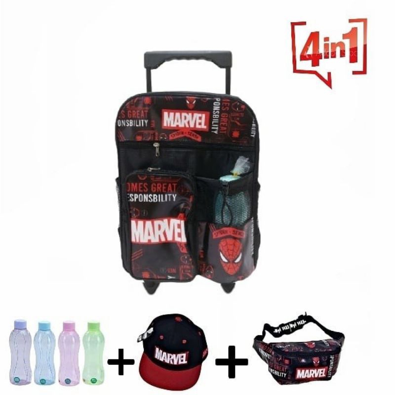 DBS TRLLY 4in1 PREMIUM Trolley Backpack for Kindergarten and Elementary School Children with Marvel 
