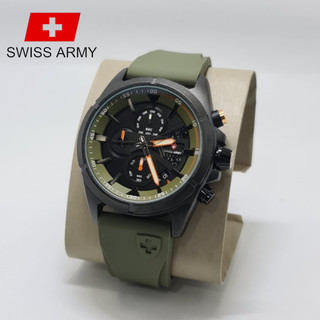 Jam Tangan Pria Swiss Armi-SV12 Tali Rubber Body Bulat Chrono&Tanggal Aktif