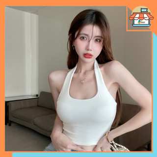 RSB BR407 Tank Top Crop Atasan Wanita Tanpa Lengan Tengtop Sexy U-Neck Halter