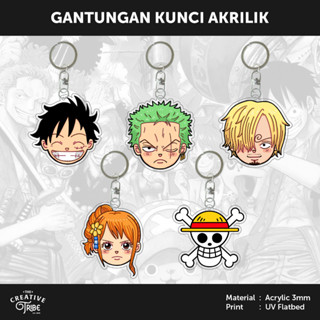 พวงกุญแจอะคริลิค รูปการ์ตูนอนิเมะ One Piece Head Luffy Zoro Sanji ขนาด 3 มม. สําหรับตกแต่งกระเป๋า