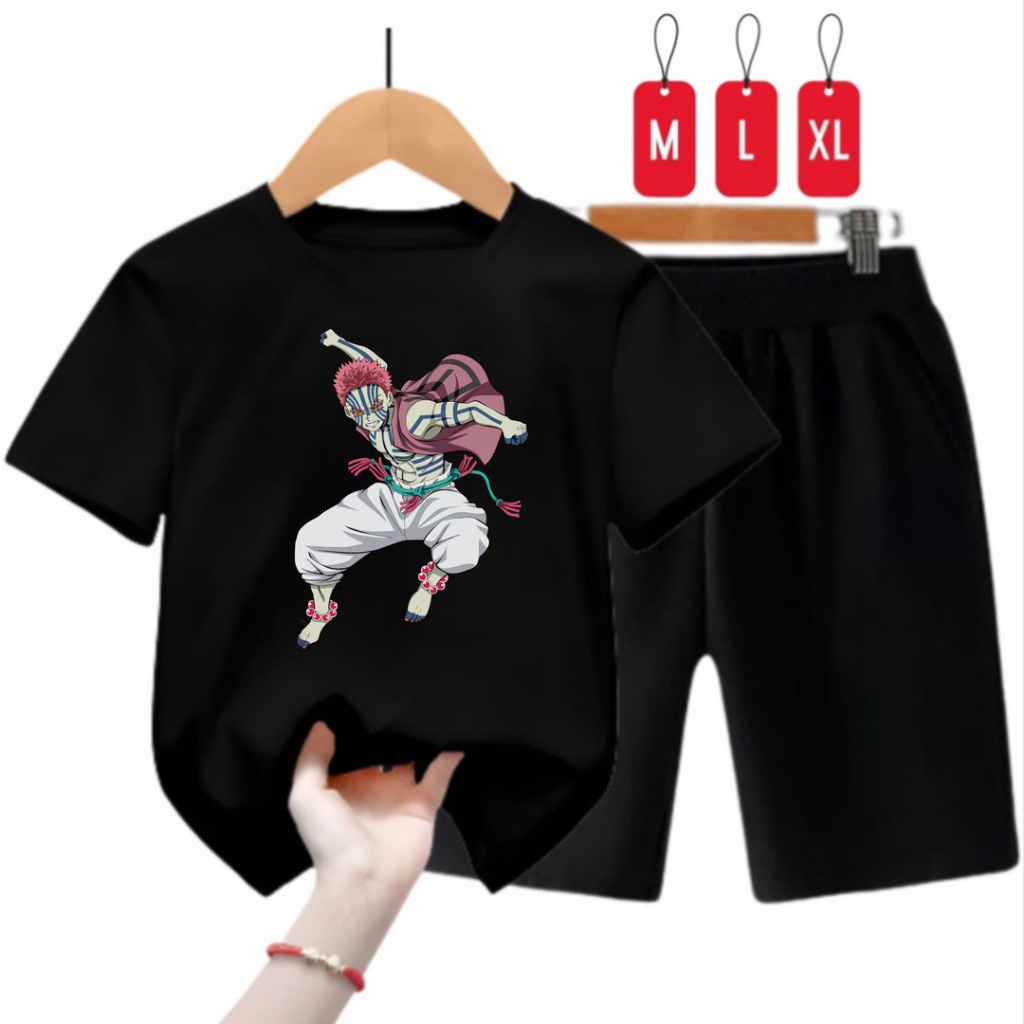ชุดเสื้อยืดเด็กชาย Akaza Demon Slayer