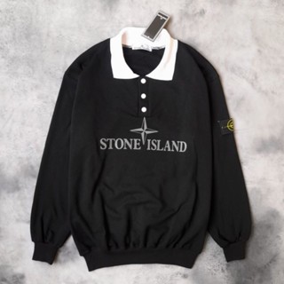 STONE ISLAND เสื้อแจ็กเก็ตกันหนาว แต่งซิปครึ่ง ลายหิน ISLAND RUGBY