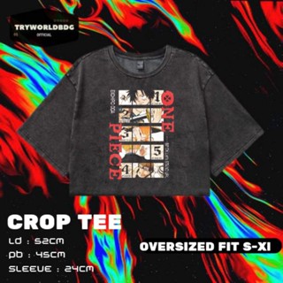 Tryworldbdg CROP โอเวอร์ไซซ์ วันพีช อย่างเป็นทางการ | เสื้อครอป โชว์หลัง | เสื้อครอปวันพีช ซักล้างได้ เสื้อยืดวินเทจ