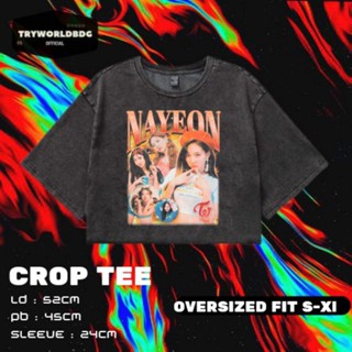 Tryworldbdg เสื้อครอปท็อป "NAYEON" อย่างเป็นทางการ | เสื้อครอป โชว์หลัง | เสื้อครอป ท็อป NAYEON TWICE WASHING VINTAGE