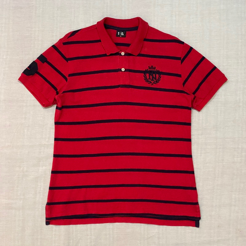 เสื้อโปโล MERAH THE BEST JEANS TBJ Red Striped Second