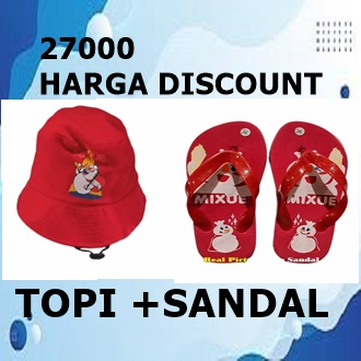 Mixue หมวกบักเก็ต Unisex รองเท้าแตะเด็ก Viral Mixue อินเทรนด์