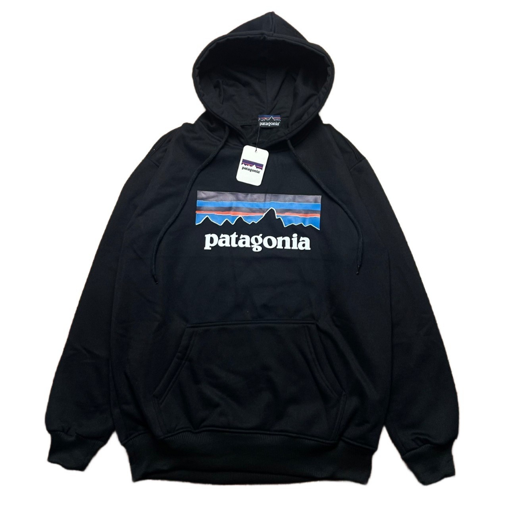 เสื้อแจ็กเก็ตมีฮู้ด ลายโลโก้ Patagonia P6 สีดํา