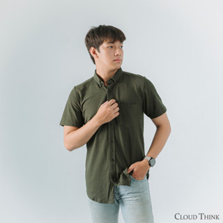 เสื้อเชิ้ตโปโล แขนสั้น ลาย Pique Polos By CloudThink Army Green ไซซ์ M-XXL สําหรับผู้ชาย