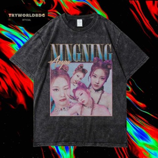 เสื้อยืด พิมพ์ลาย Tryworldbdg OFFICIAL "NINGNING" | เสื้อเชิ้ต ซักได้ | หินล้าง | เสื้อยืด ขนาดใหญ่ | เสื้อยืด พิมพ์ลาย Homage | เสื้อยืด ลาย Ningningning AESPA