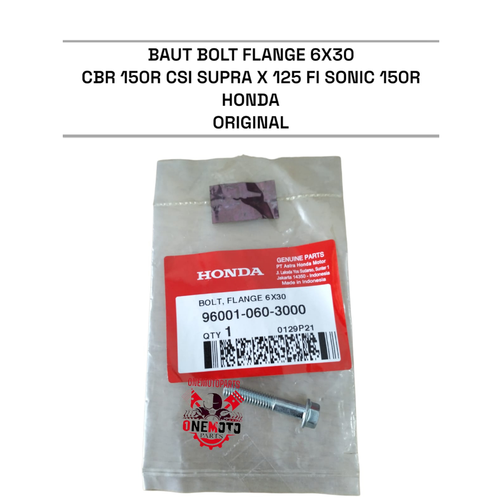 FLANGE BOLT 6X30 CBR 150R CSI SUPRA X 125 FI SONIC 150R HONDA 96001-060-3000 เดิม