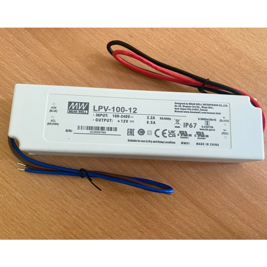 พาวเวอร์ซัพพลาย 12v 8.5A Mean Well LPV-100-12 IP67