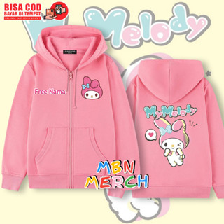 เสื้อกันหนาว มีฮู้ด แต่งซิป ลายการ์ตูน My melody สําหรับเด็ก