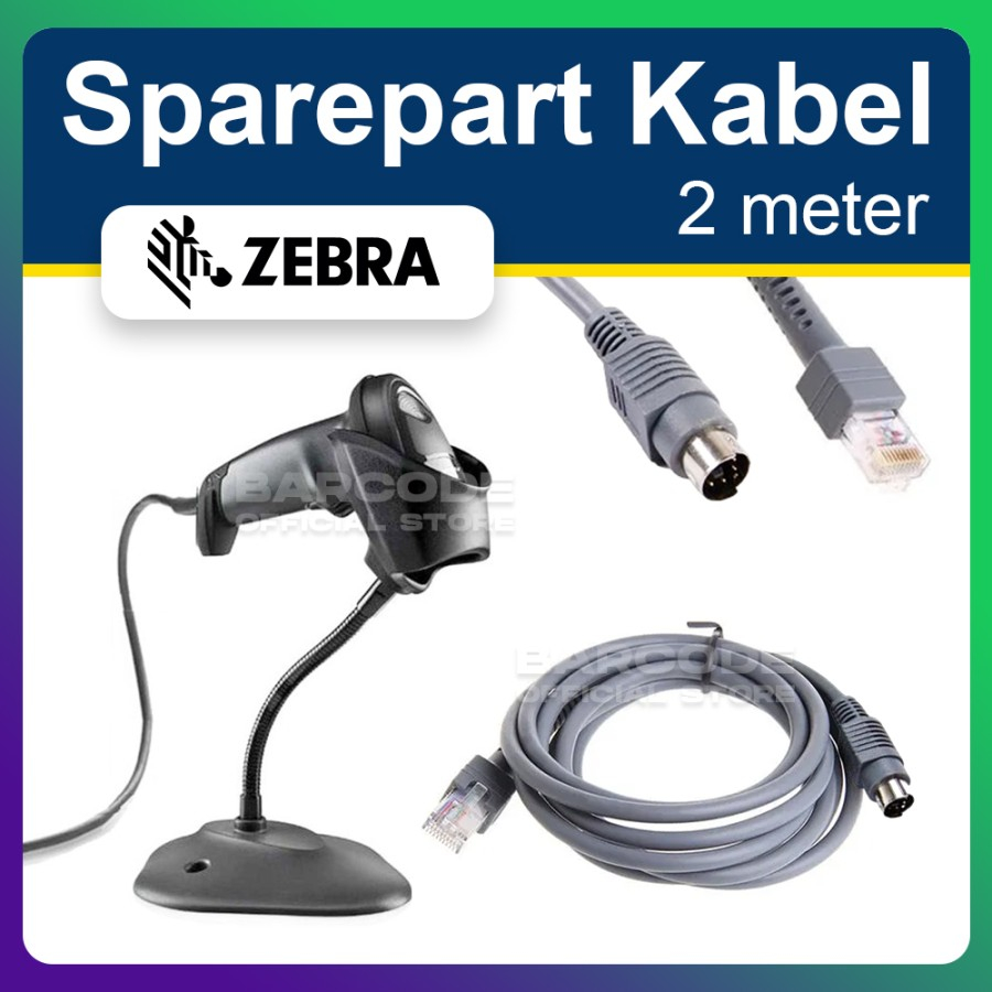 สายเคเบิลม้าลาย DS4608 PS2 ถึง RJ45 สําหรับเครื่องสแกนบาร์โค้ดสัญลักษณ์มือถือ