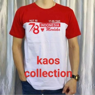 เสื้อยืด ลาย Independence 78th Combination สีแดง และสีขาว สําหรับผู้ชาย และผู้หญิง