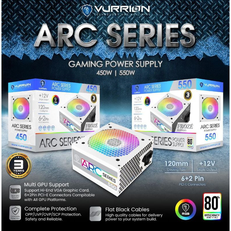 VURRON 550W RGB LED 8PIN GAMING PSU / 80+ 550WATT พาวเวอร์ซัพพลาย