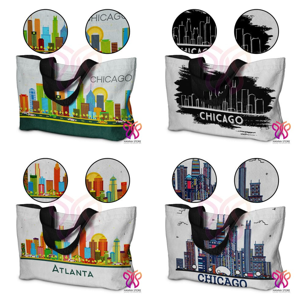 กระเป๋าโท้ต America Chicago Atlanta ของที่ระลึก