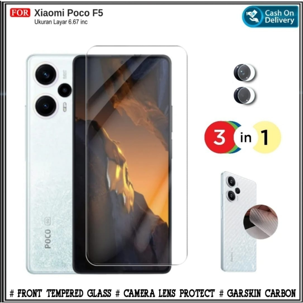 Riyanali_Shop 3IN1 PACKAGE กระจกนิรภัยใส Xiaomi Poco M3, F4 5G, F4 GT 5G, F5, X4 PRO 5G, X5 5G, M3, 