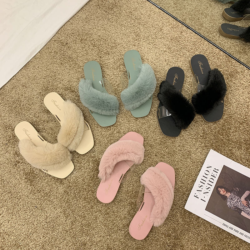 11.11 PEAK ☀HOUSE168☀ SF16 รองเท้าแตะขนสัตว์สไตล์ครอส รองเท้าแตะแฟชั่นสตรี รองเท้าแตะผู้หญิง รองเท้า