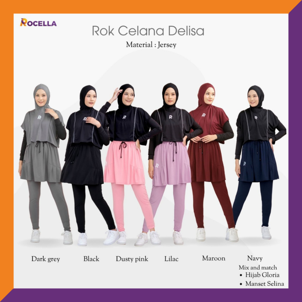Rocella Sports - กระโปรงกางเกงกีฬา Muslimah "Delisa"