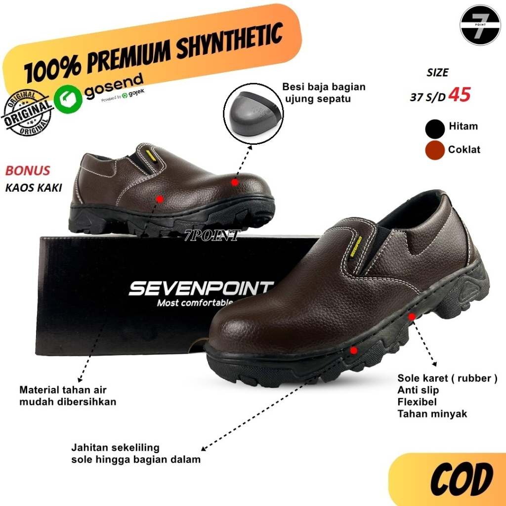รองเท้าเซฟตี้ผู้ชายแบบสวม Original Sevenpoint Sepi Slop Safty Sefty Work ผู้ชายผู้หญิง Steel Toe Fie