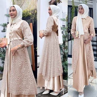 Almirah 77- Arasya Set (M - L) Roberto Cavali Mix Brocade Malika Smooth, Button Wrap Front Wrist Button, Rubber Waist Back Skirt Around Rubber Waist (No Jilbab)