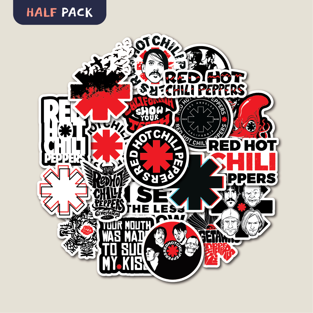 สติ๊กเกอร์แพ็ค RED HOT CHILI PEPPERS RHCP | สติ๊กเกอร์แก้วน้ํา | สติ๊กเกอร์แล็ปท็อปสําหรับกระเป๋าเดินทางและหมวกกันน็อค ราคา ถูกที่สุด ดีลบีเคเค