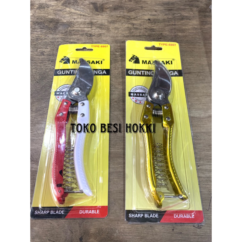Merah PUTIH Flower Scissors / Twig Scissors Massaki 6807 (สีทอง & แดงขาว)