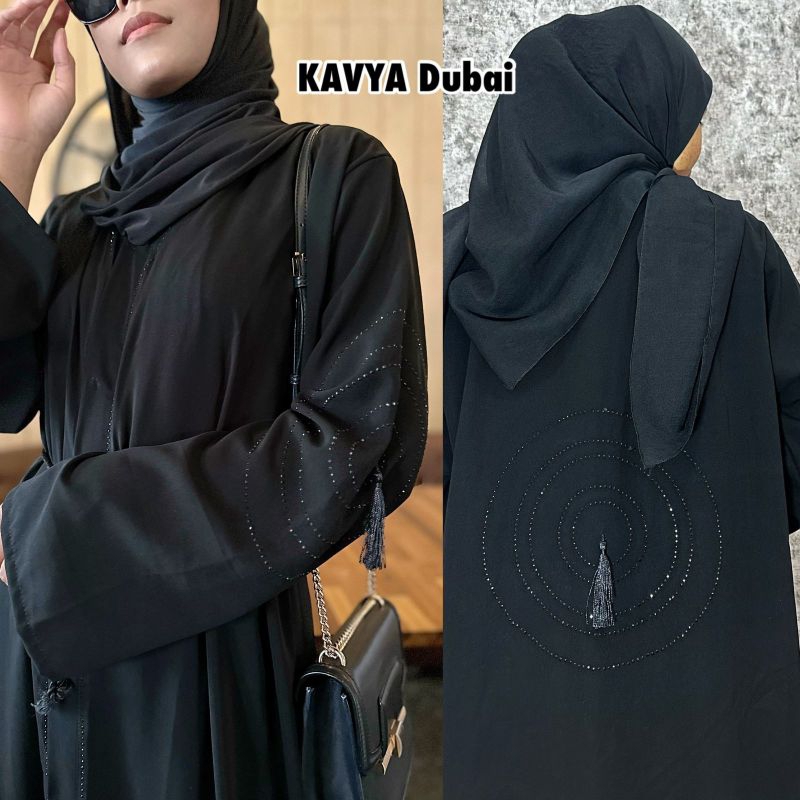 Abaya Gamis สีดํา Maxy ชุดแฟชั่นมุสลิมเสื้อผ้าสตรีตุรกีดูไบ Kavya