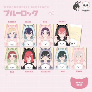 Kawai neko โฟโต้การ์ด ลายการ์ตูนอนิเมะ สีฟ้า